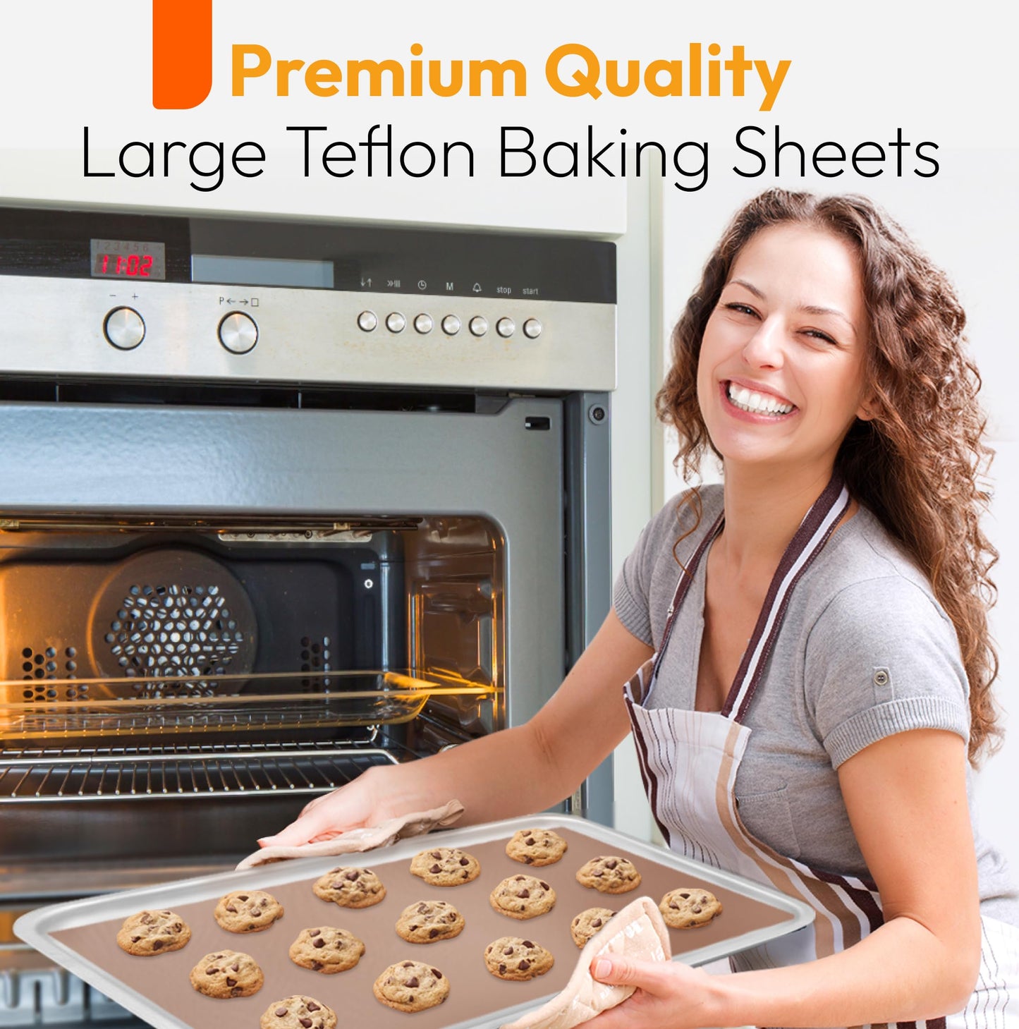 Teflon Sheets for Heat Press and Baking - Reusable PTFE Oven Liners, Premium Teflon Sheet for Baking - Heat Resistant Range Mat - Food Safe, BPA & PFOA Free - Large 16" x 20” (3-Pack)