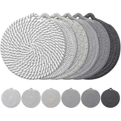 7" Trivets for Hot Dishes, 6 Pack Hot Pads for Kitchen Counter & Dining Table, Heat Resistant | Scratches | Stains Cotton Trivets for Hot Pots and Pans
