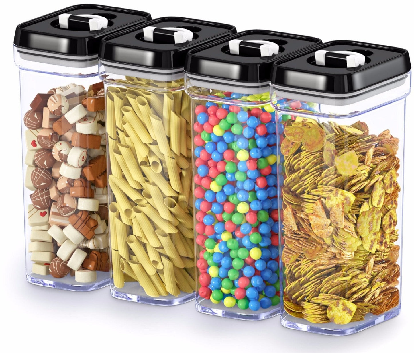DWËLLZA KITCHEN Airtight Food Storage Containers with Lids – 4 Piece Set Air Tight Kitchen Storage Containers Clear Pantry Organization and Storage Set BPA-Free - Keeps your Food Fresh & Dry