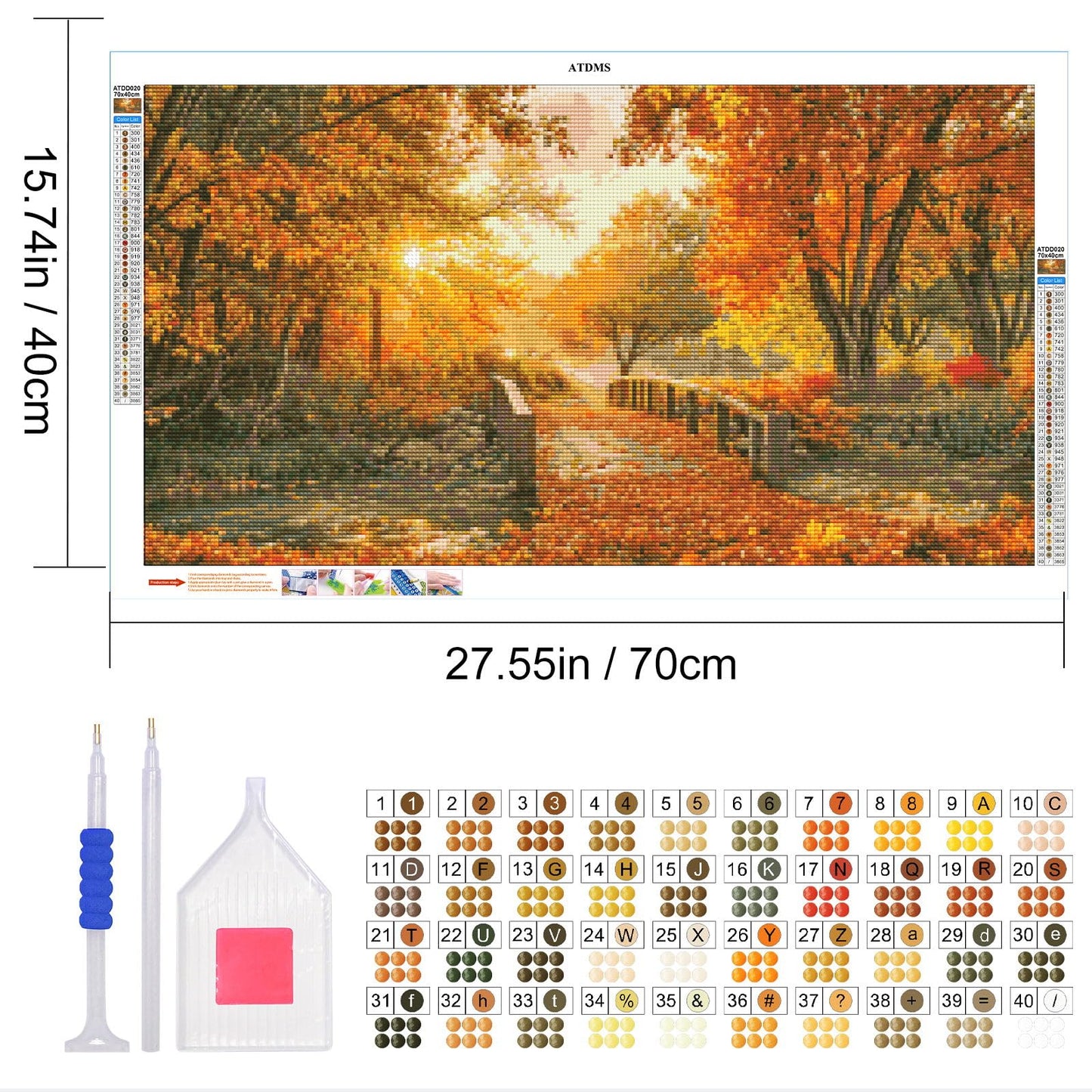 ATDMS Large Diamond Art Kits for Adults - DIY 5D Landscape Diamond Painting Kits for Adults,Full Drill Forest Diamond Painting, Sunset Gem Art Kits for Home Wall Decor 27.5x15.7 Inch