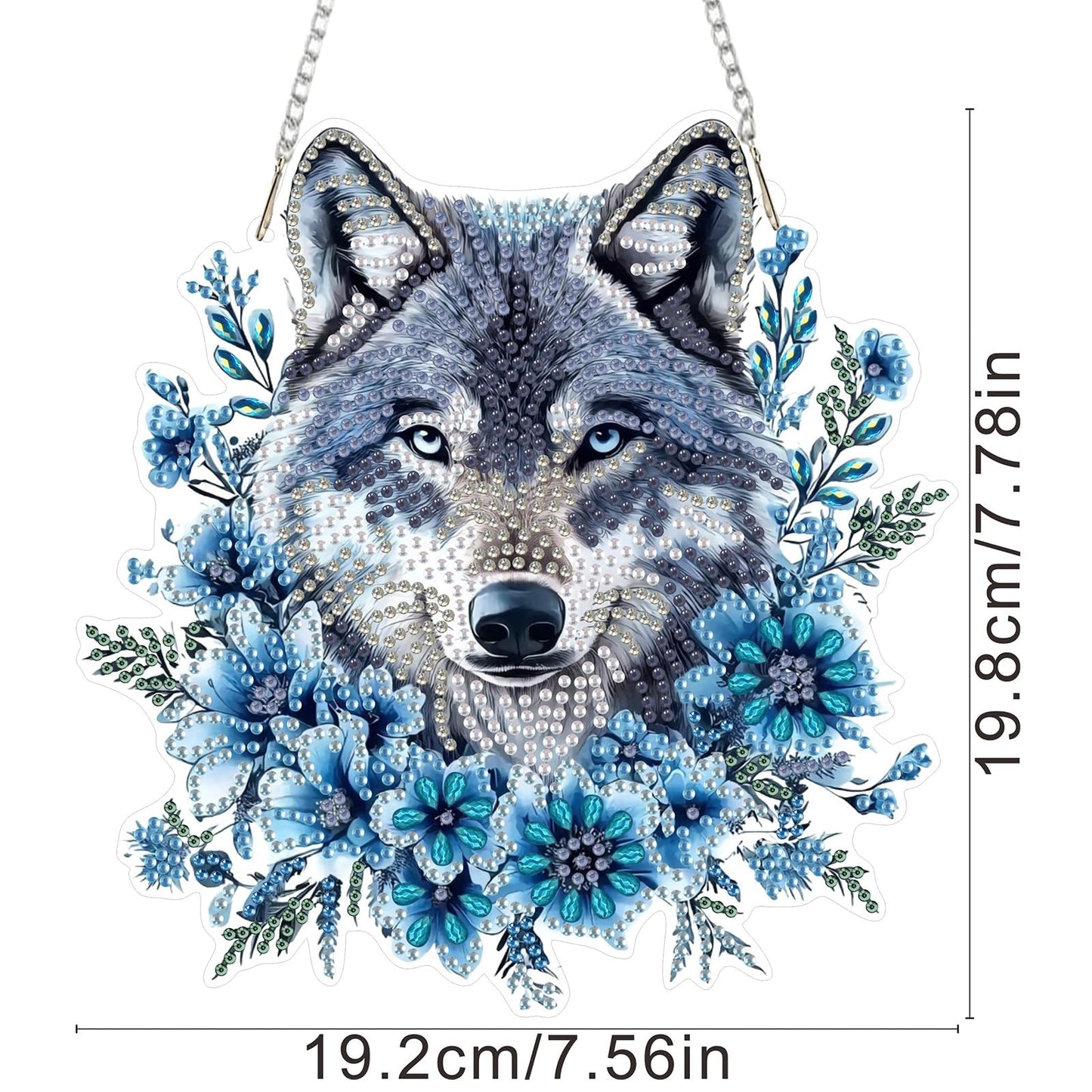 SENQAO Wolf Diamond Art Hanging Kit for Adult, Special Shaped Rhinestone, DIY Acrylic 5D Diamond Art Painting Window Pendants Home Garden Wall Hanging Kits Hanging Ornament