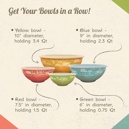Melamine Bowls with Lids - 4 BPA Free Nesting Bowls Set for Indoor & Outdoor Dining, Sturdy & Lightweight
