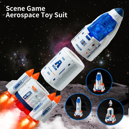 Wbzle Rocket Ship, Space Shuttle Astronaut & Space Adventure Toys,Science Educational Rocket Toys for Kids 3-5 - Lights/Music/Spray