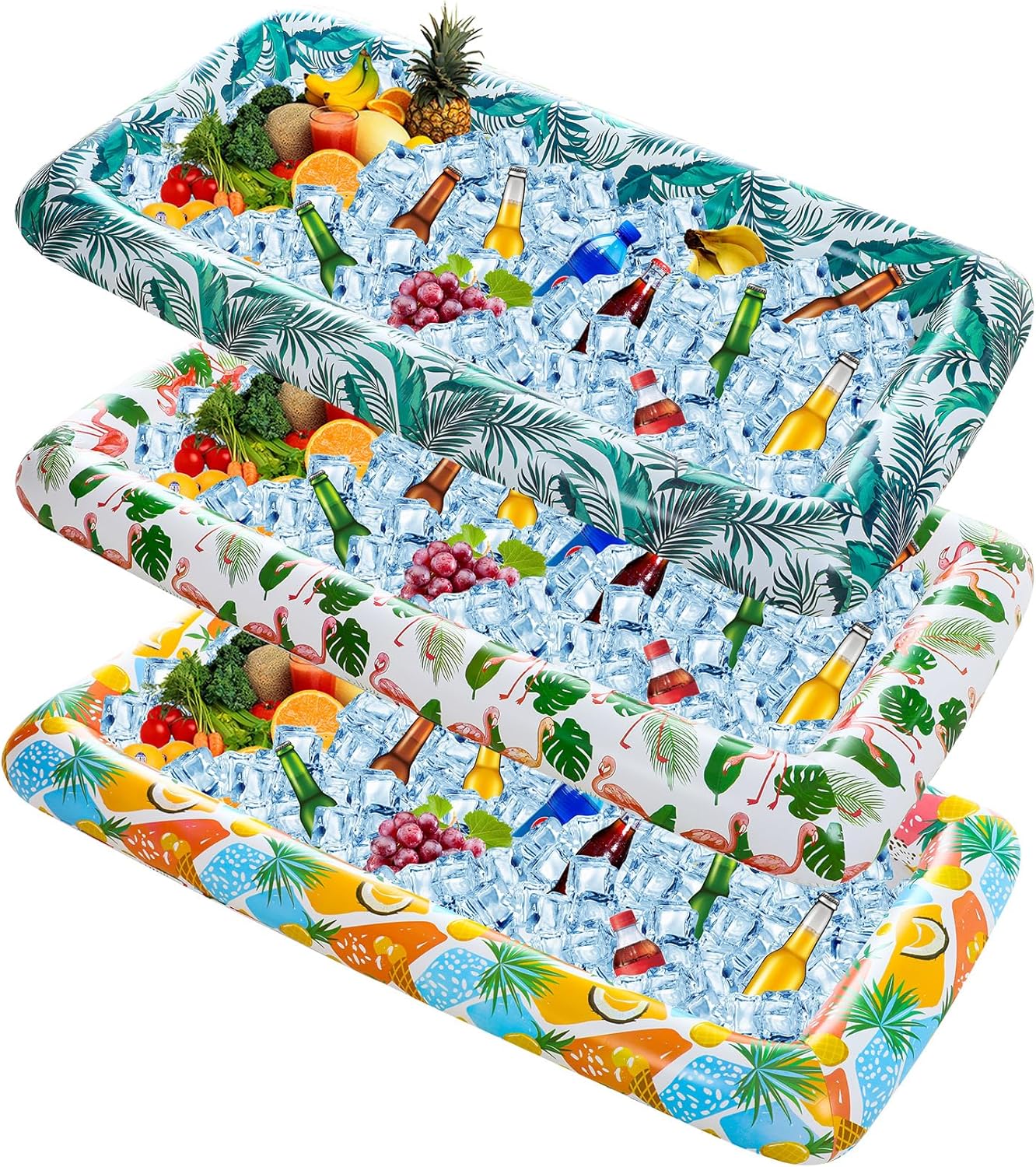 Yousoontic Inflatable Serving Bar - 3 Pcs Tiki Tropical Style Food Drink Containers for BBQ Pool Luau Party