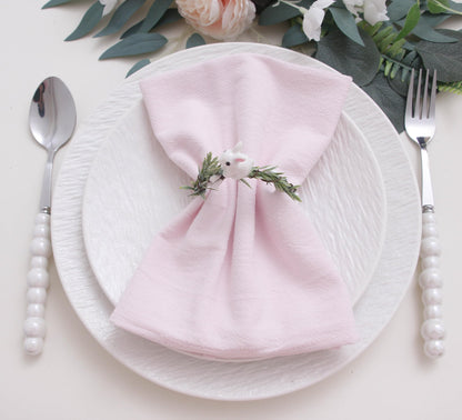 FruwaBlu Spring Cotton Cloth Napkins Set of 12, 16’’x16’’, Dinner Cloth Napkins Washable Bulk with Hemmed Edges, for Hotel Restaurant, Wedding, Easter (Light Pink)