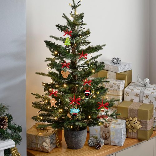 100 Pack Christmas Tree Ornaments Blanks - 4 Inch Clear Round Acrylic Flat Disc Ornaments Blanks Christmas DIY Crafts Transparent Circle Discs for Xmas Winter New Year Party Hanging Decorations
