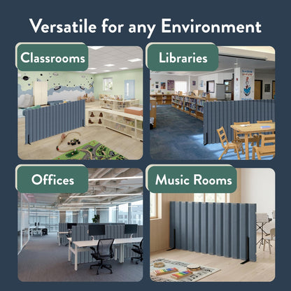 Angeles 48" x 6' Quiet Divider With Sound Dampening Panels, Freestanding Room Divider Wall, Gray
