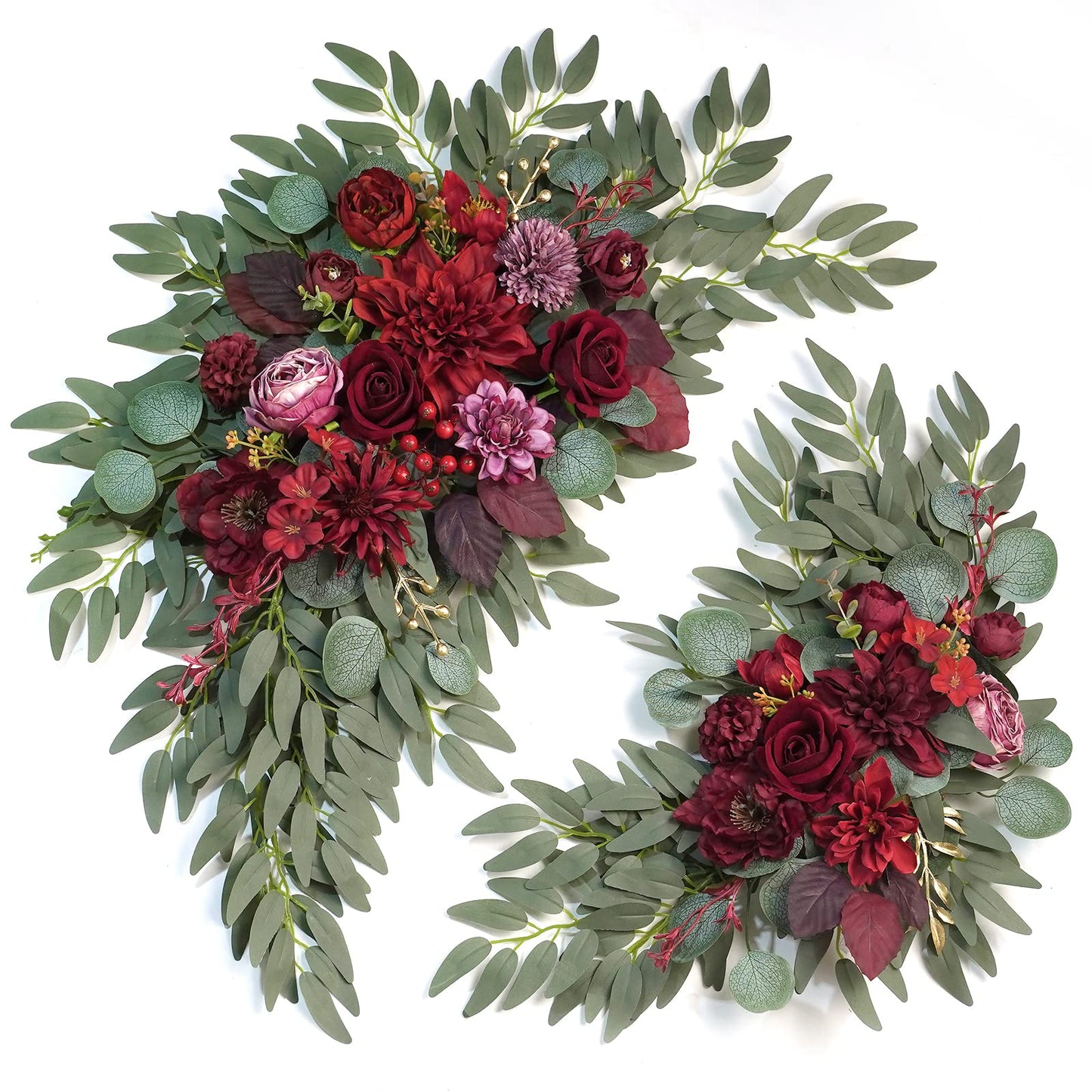 WEIERYUE Artificial Wedding Arch Flowers Kit(Pack of 2) for Wedding Arch, Bridal Shower, Ceremony and Reception Backdrop Decoration (Burgundy)