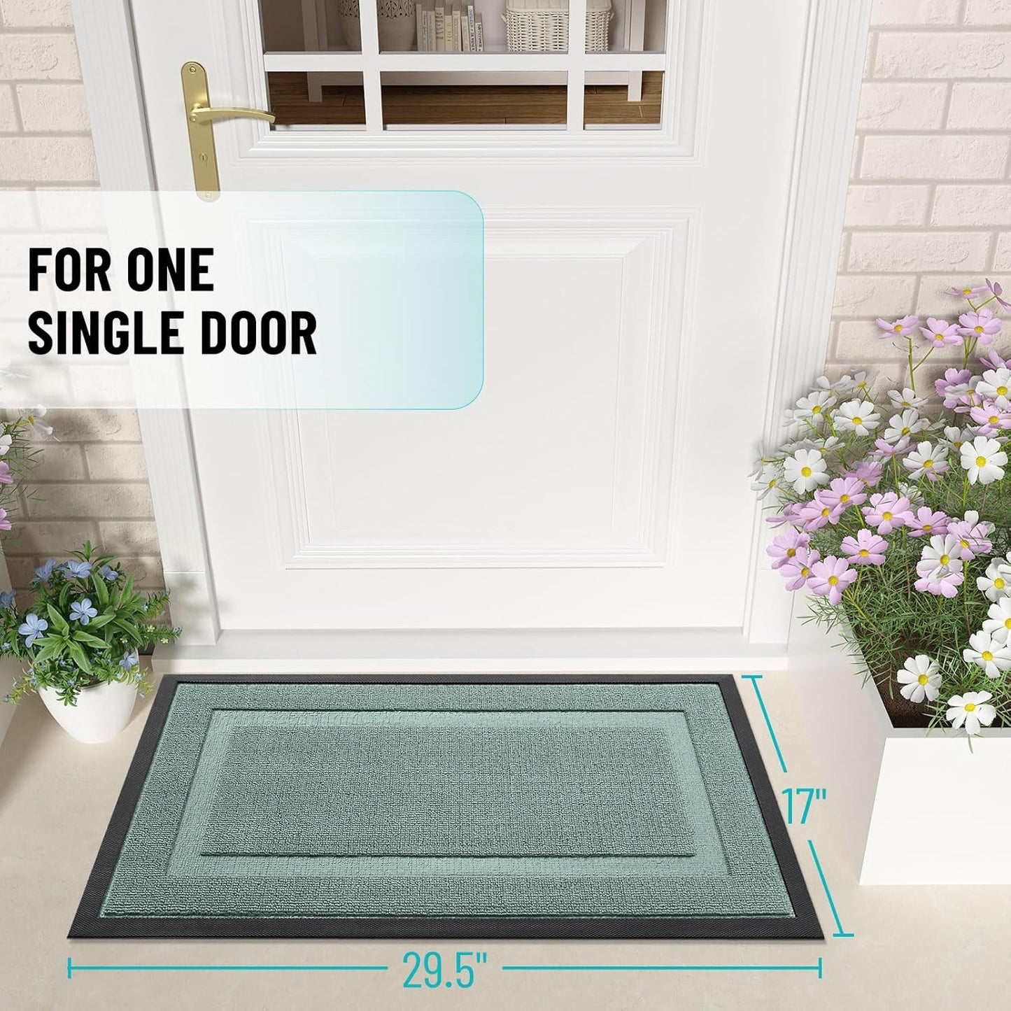 OLANLY Waterproof Front Door Mat - All-Season Indoor/Outdoor Doormat | Sturdy Natural Rubber, 59x23, Grayish Green