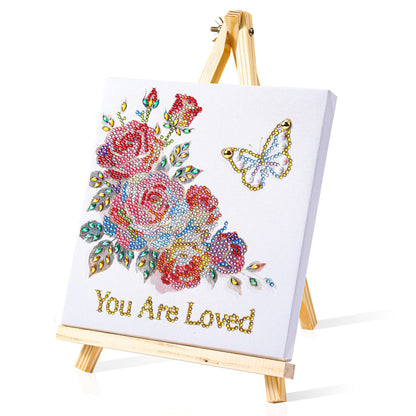 Ludeanetti 8"x8"Framed Diamond Painting Art kit for Adults with Stand 5D Special Shaped Drills Desktop Ornament Gift for Her, Graduation Gift