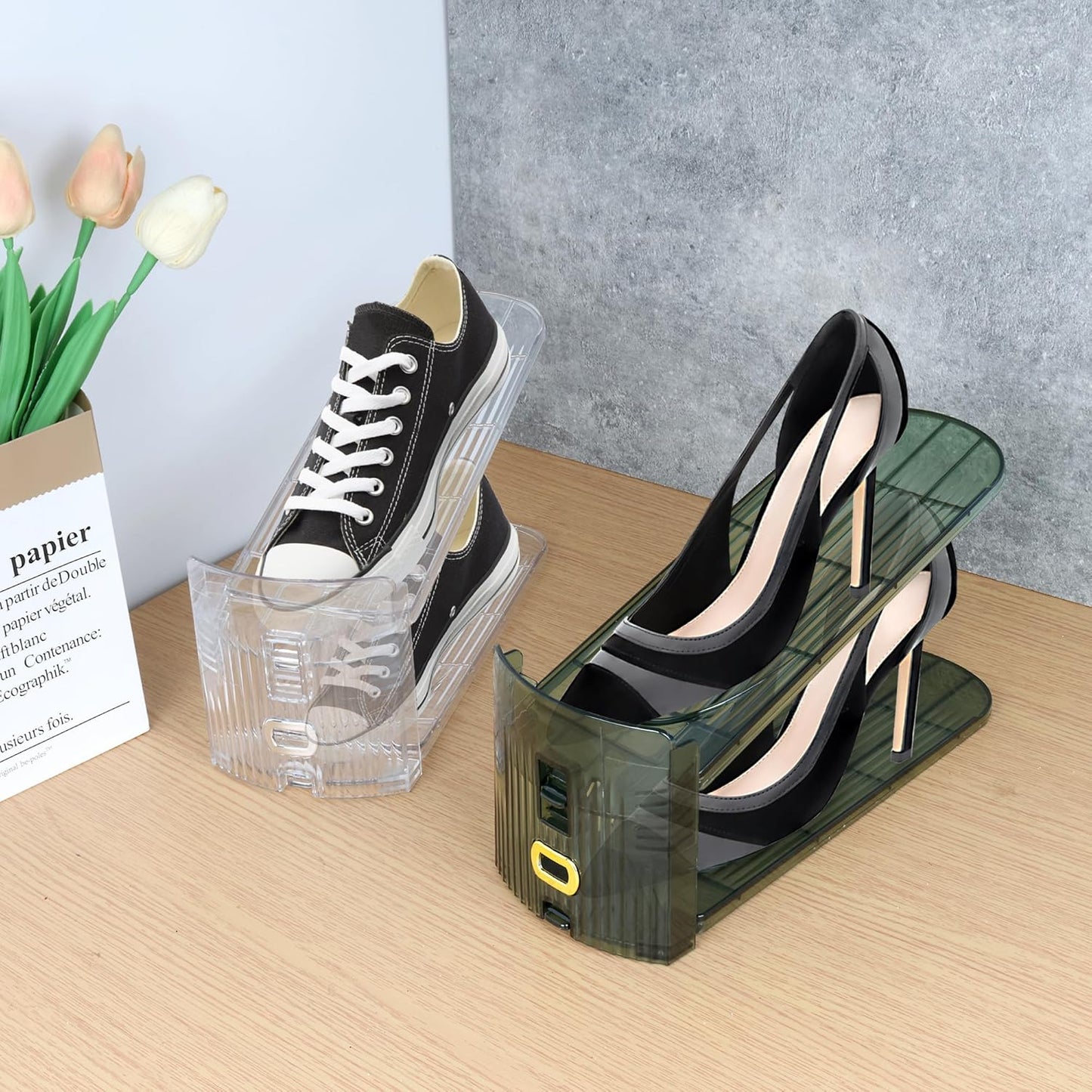 Yes!Fresh Closet 3 4 Pack) Shoe Slots Organizer, Boutique Display Style Shoe Stacker for A Pair of Shoes, Separable