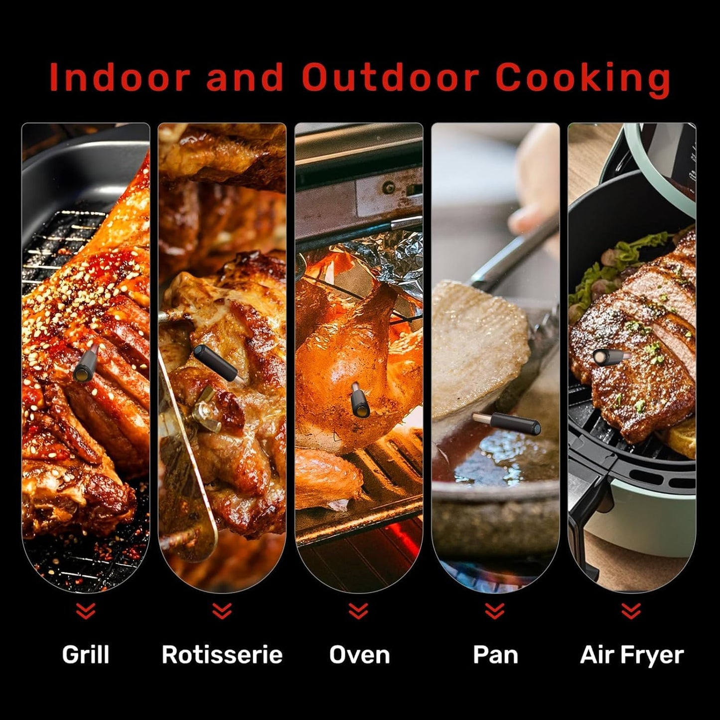 Meatmeet WiFi Wireless Meat Thermometer Digital, Bluetooth Meat Thermometer Wireless, Smart App Monitoring, IP67 Waterproof Meat Probe Thermometer for BBQ, Oven, Grill, Smoker (Pro)