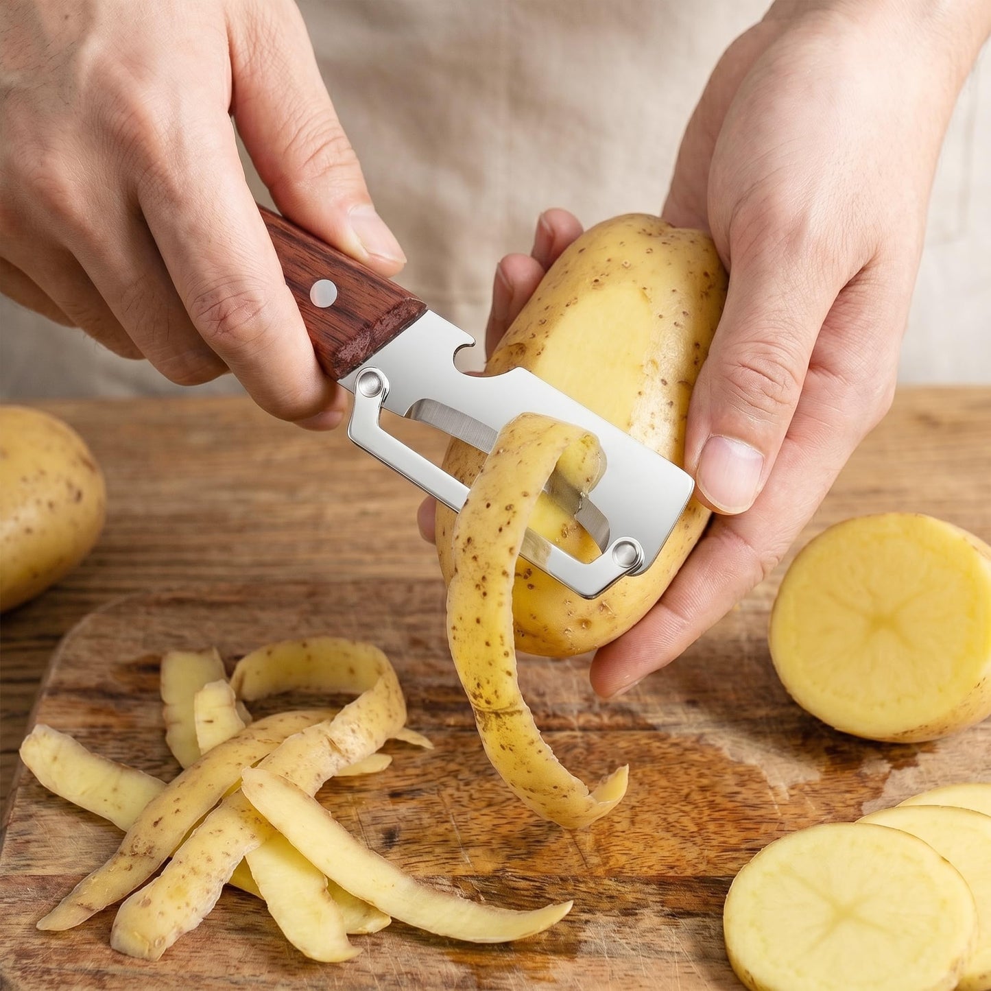 Multifunctional Vegetable Peeler for Kitchen & Bottle Opener,2 in 1 Stainless Steel Paring Knife for Fruit Veggie,Kitchen Gadgets for Sugar Cane Potato Fruit Pineapple Pumpkin Veggie Peeler