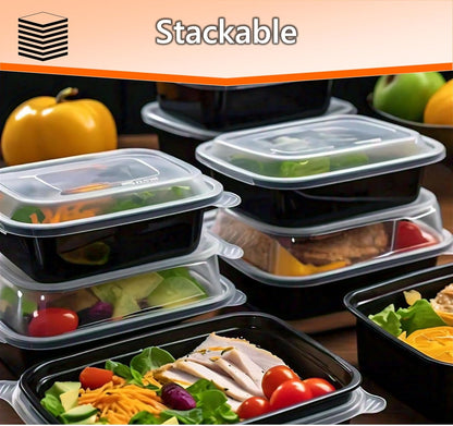 Mr Miracle 50 Pack Meal Prep Containers with Lids, 32 Oz Leakproof Take Out Containers, Microwave & Freezer Safe for