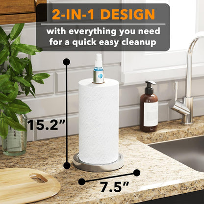2 1 Countertop SpaceAid in Paper Towel Holder with Spray Bottle, Paper Towels Holders Stand with Sprayer Inside Center