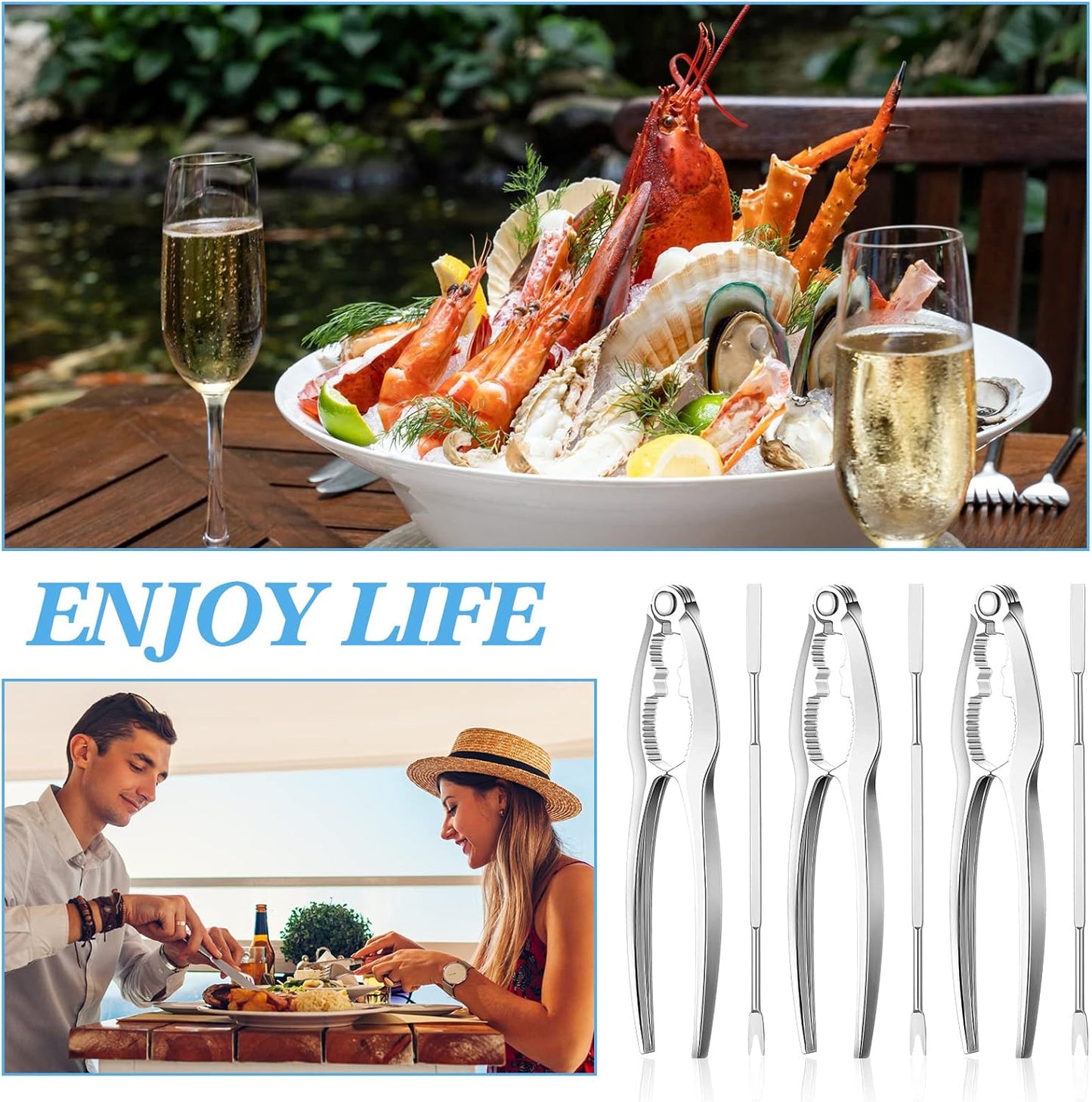 Set Set Restaurant(41 Zhehao Lobster Crackers and Picks Seafood Party Dinner Supplies Stainless Steel Crab Leg Tool