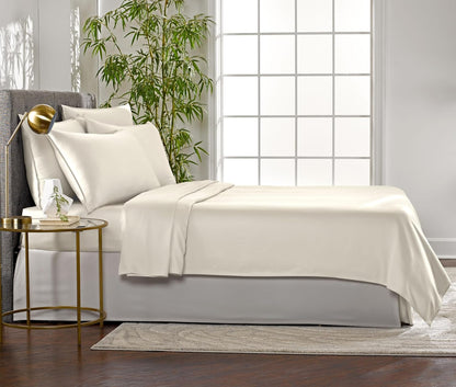 Pure Bamboo Twin Sheets - Luxuriously Soft 100% Organic Viscose Bed Sheet Set | Cooling Ivory Color, Double Stitching