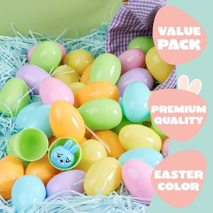 3.15" 25PCS JOYIN Pastel Easter Eggs, Large Plastic Eggs, Empty Colorful Fillable Eggshells for Easter Hunt, Party