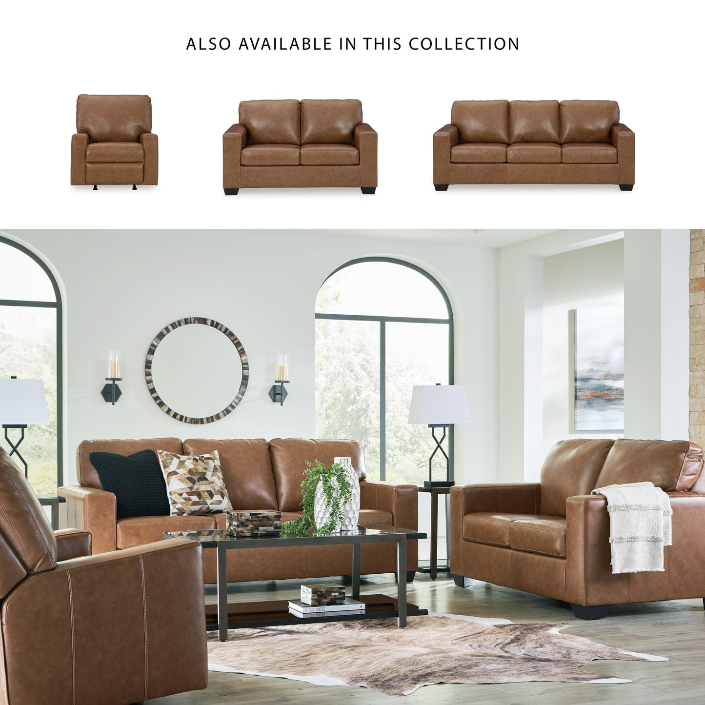 Signature Design by Ashley Bolsena Contemporary Leather Match Manual Rocker Recliner, Dark Brown