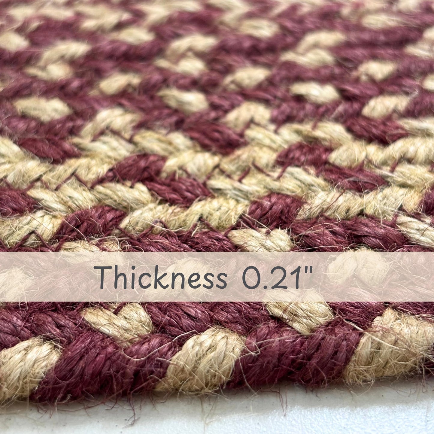 Jute Braided Rugs 4x6' Oval Rustic Trails – Burgundy & Tan Primitive Rugs for Living Room, Dining Room Decor, Farmhouse Living Accent