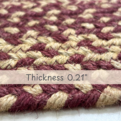 Jute Braided Rugs 4x6' Oval Rustic Trails – Burgundy & Tan Primitive Rugs for Living Room, Dining Room Decor, Farmhouse Living Accent