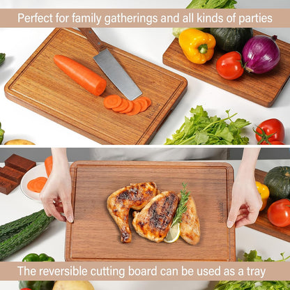 13 8.7 Inch Solid Teak Wood Cutting Board One Piece Non Glued Thick Crack Resistant Wooden Chopping Board