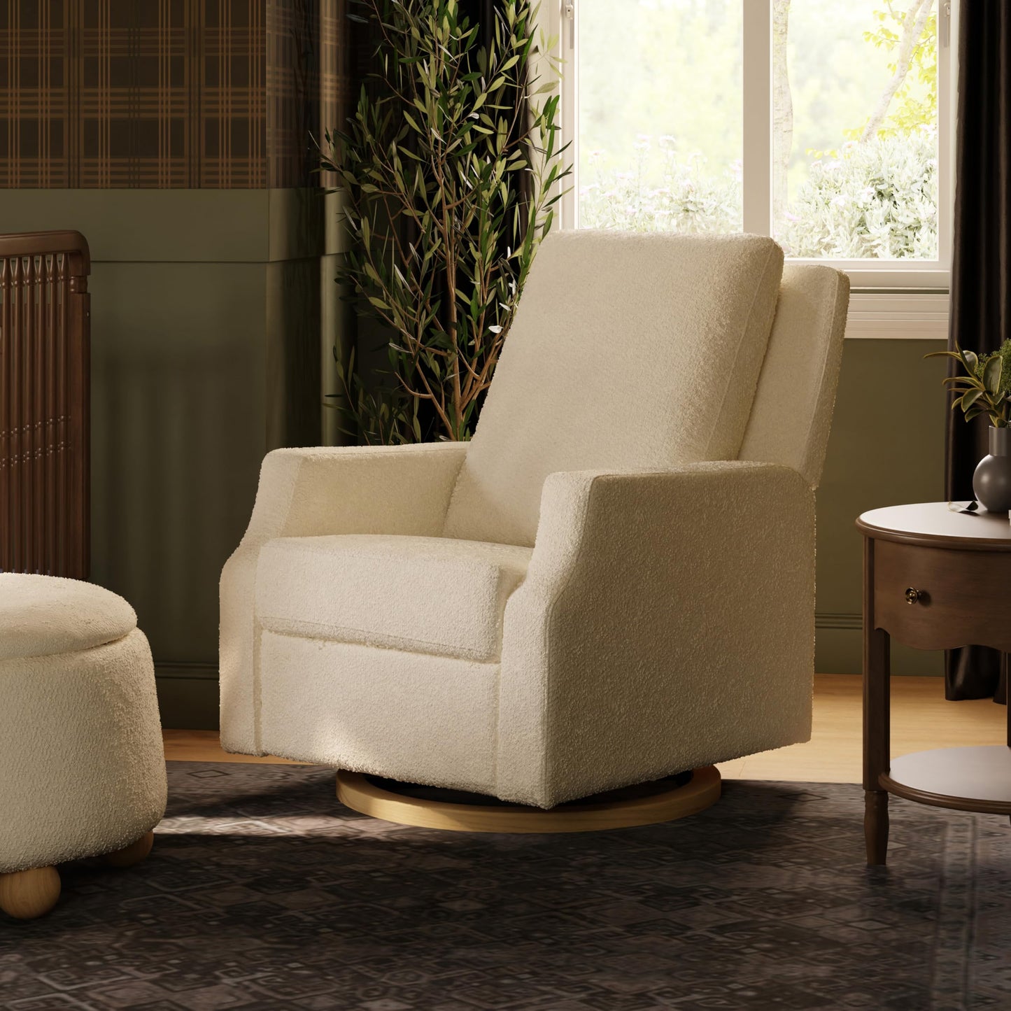 Namesake Crewe Glider Recliner Nursery Chair - GREENGUARD Gold & Certi-PUR US Certified Rocker Recliner - Glider Rocking Chair for Nursery & Living Room - Electronic, 270° Swivel, Ivory Boucle