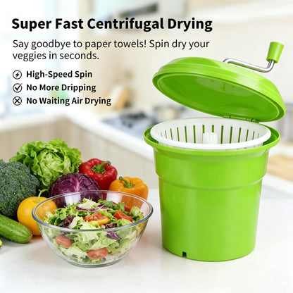 Heavy-Duty Vegetable Spinner, 12L Large Capacity Salad Dryer, Manual Lettuce Spinner for Commercial Catering, 3 Gallon Food-Grade Veggie Drainer for Restaurants, Food Trucks & Home Kitchens