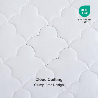 Sleep Philosophy King Mattress Pad, Cotton Classic Cloud Quilted Protector, Fits Up to 16", Machine Washable, White