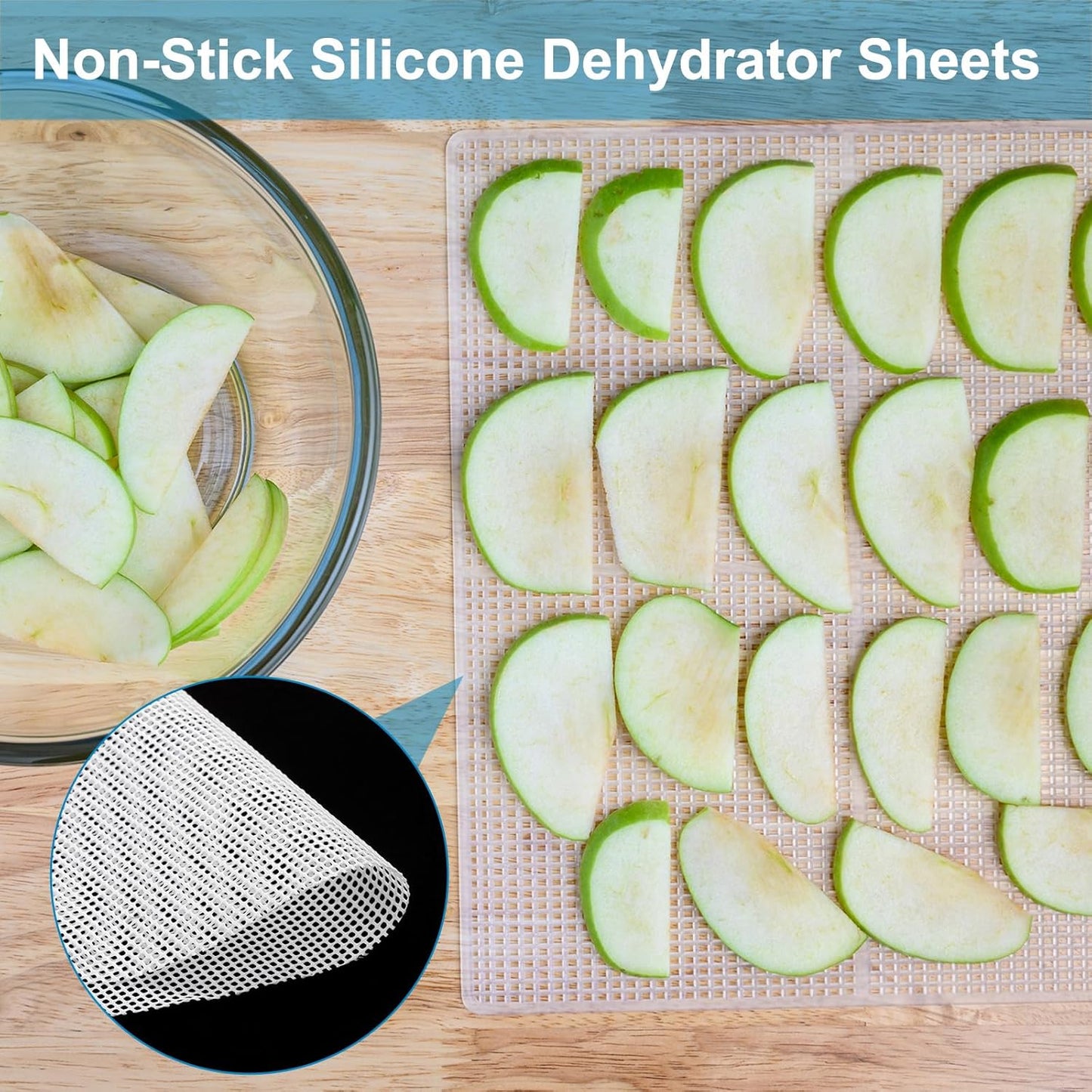 uxcell 13" Round Silicone Dehydrator Sheets, 9 Pcs Non-Stick Reusable Fruit Dryer Mat for Food Dehydrator