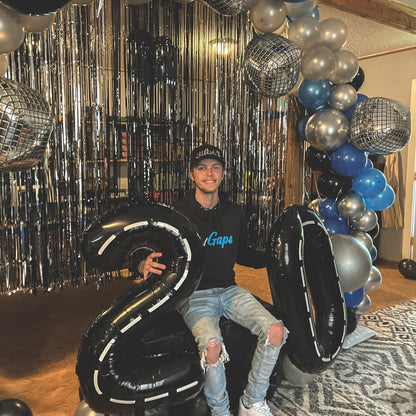 Race Car 7 Balloon - 40 Inch Number Balloon for 7th Birthday | Black Race Car Party Decorations