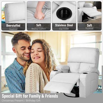 LAFWELL Rocking Recliner Chair, Massage Rocker Recliner Chair with Vibration Massage and Heat, 360° Swivel Recliner Chairs, Living Room, Bedroom, Nursery, RV, Grey