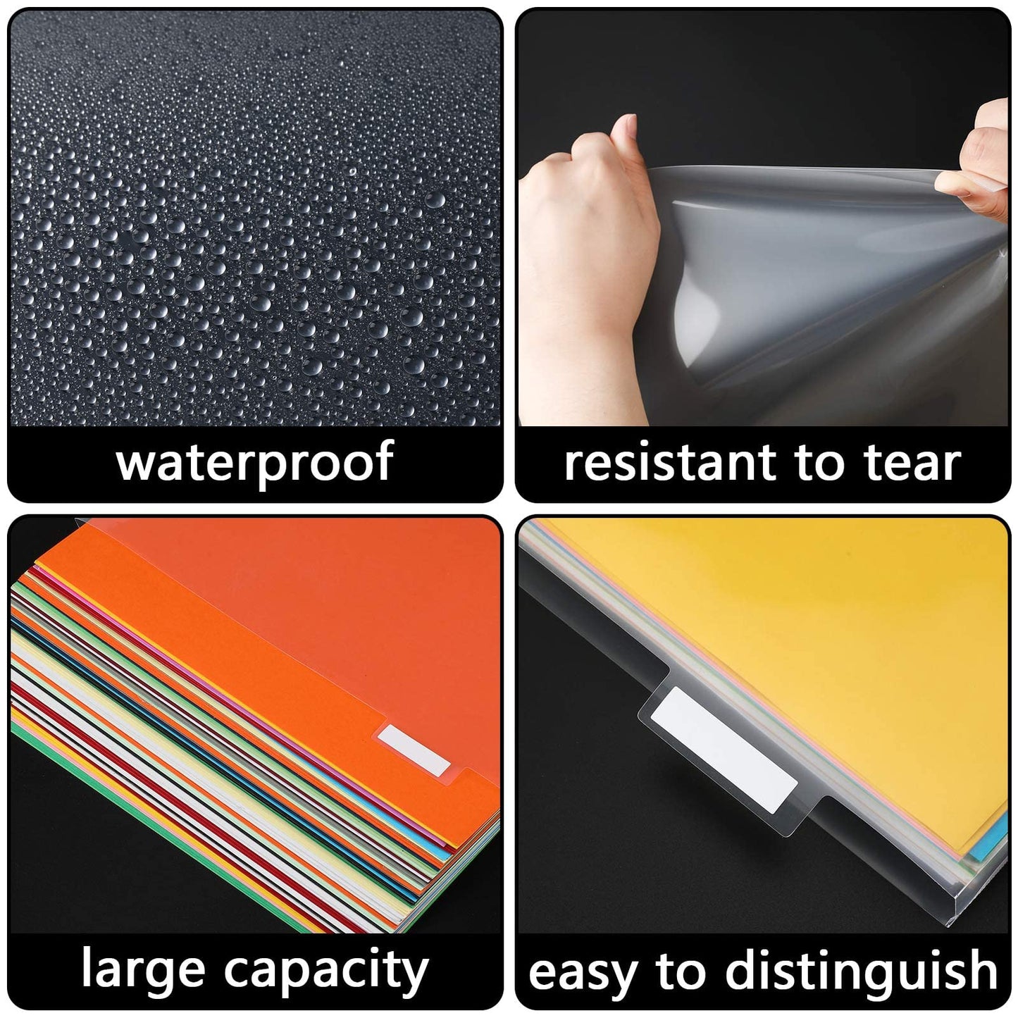 40 Set 12 x 12 Scrapbook Paper Storage Organizer Clear Top Loading Files Plastic Holder with Customizable Tabs for Holding Vinyl Paper Scrapbook Photos