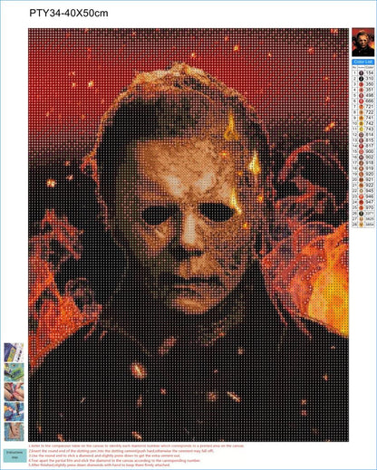 HONGJIE 5D DIY Diamond Art Painting Kits Horror Movie 16X20 Inches for Adults,Full Round Drill Rhinestone Embroidery for Wall Decoration and Gifts.