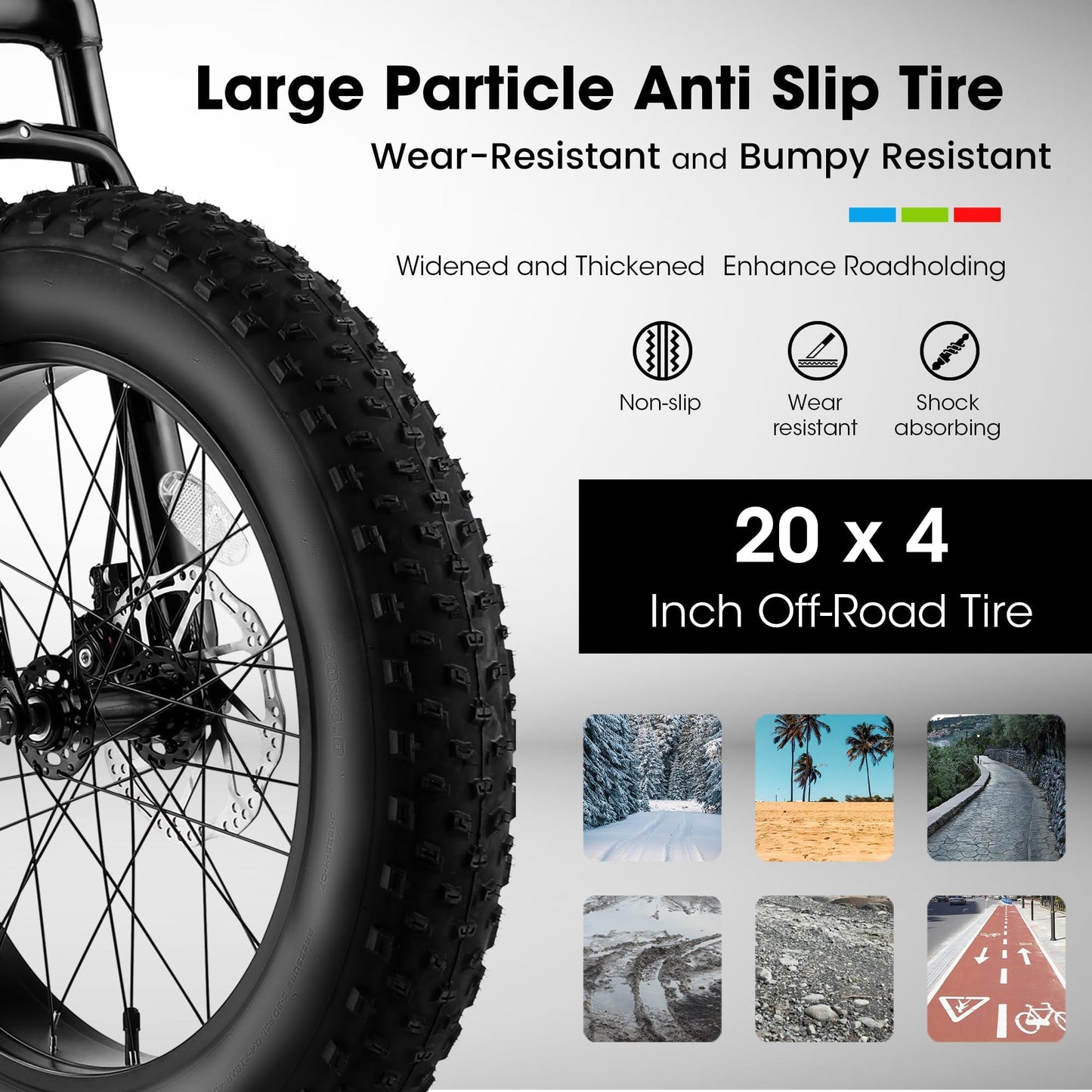20 Inch Fat Tire Bike Adult/Youth Full Shimano 7 Speeds Mountain Bike, Dual Disc Brake, High-Carbon Steel Frame, Front Suspension, Mountain Trail Bike, Urban Commuter City Bicycle (GREEN, 20inch)