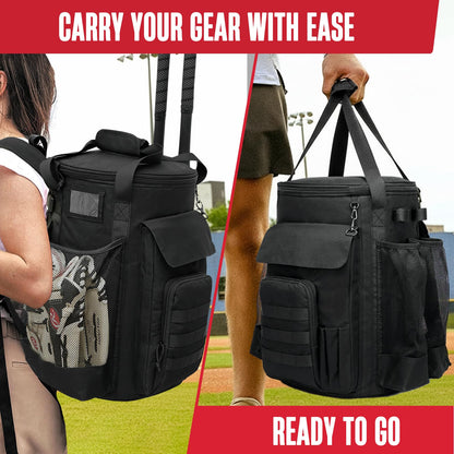 Baseball Bucket Bag Backpack, Coaches Bucket Bag Fit 6 Gallon Buket, Baseball Coaching Accessories with Multiple Pockets, Tactical Style Softball Coaches Bags with Backpack Straps Bucket not included