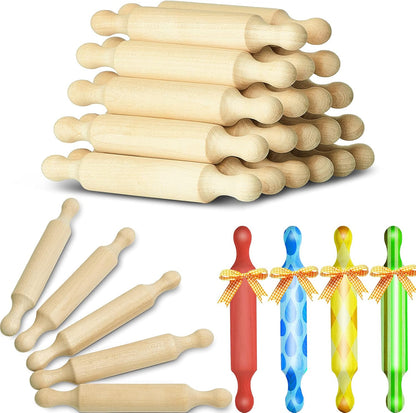 20 (6 Inches) Suclain Pcs Wooden Mini Rolling Pin Long Kitchen Baking Small Dough Rolling Pin for Children Fondant