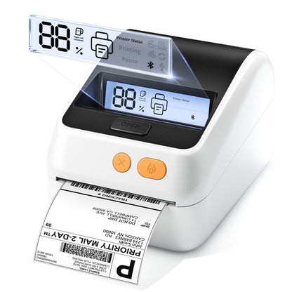 Phomemo D421R Bluetooth Thermal Label Printer with Screen for Paper Level Display - Shipping Label Printer for Small Business, RFID Auto Size Detection 4x6 Thermal Printer with Segmented Code Screen