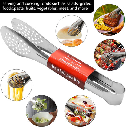 4 Pack Buffet Tongs - Stainless Steel Serving Tongs, 7 Inch and 9 Inch Serving Utensils