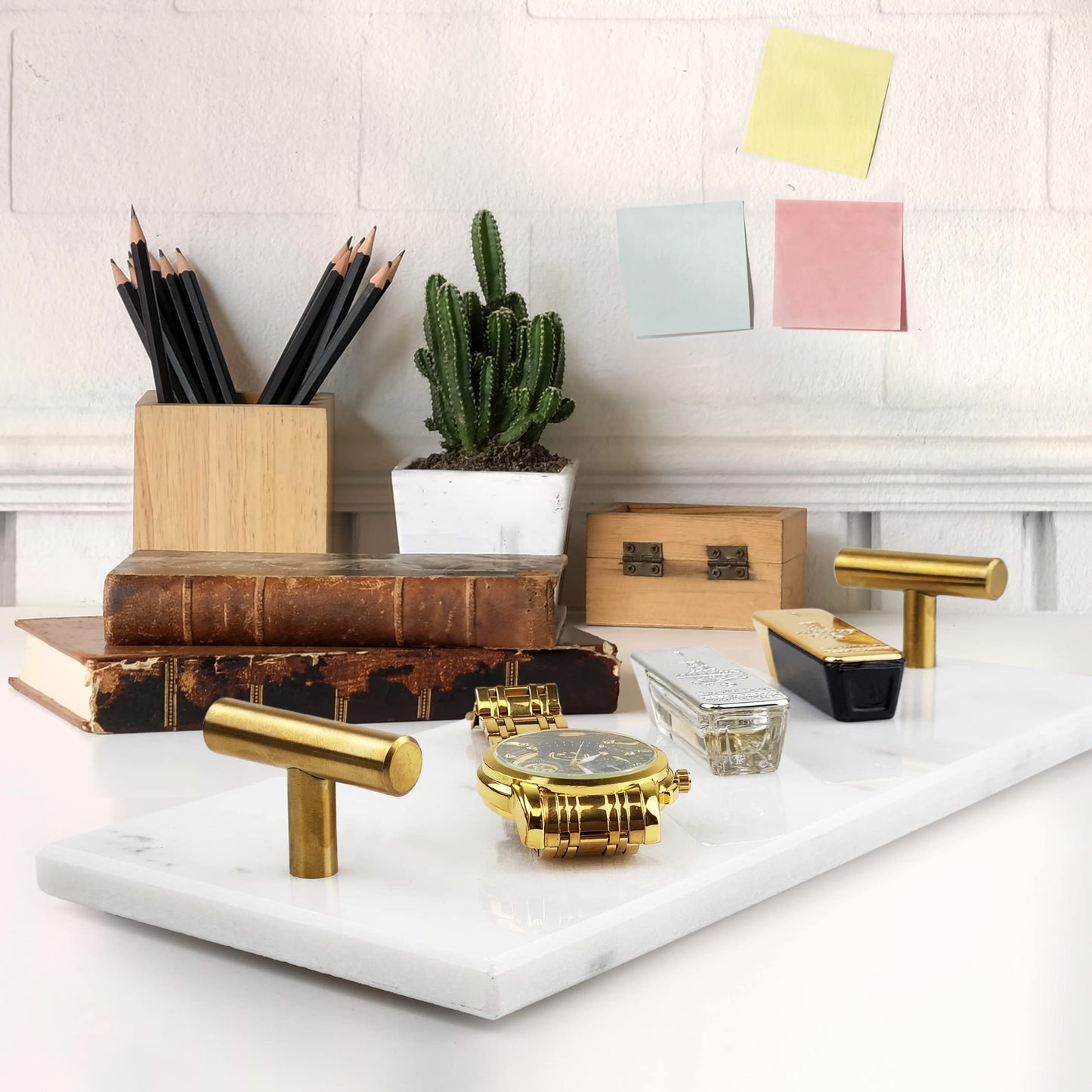 Guest Towel Holder Tray for Bathroom - White Marble-Tray - Napkin Holder for-Bathroom - Paper Hand Towel Holder.