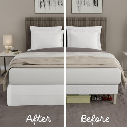 TODAY'S HOME Classic Tailored Microfiber Bed Skirt Dust Ruffle, King, 14" Drop Length, White TOH25014WHIT04