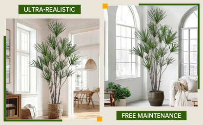 Fsslower Artificial Dracaena Marginata Tree 8FT with 547 Leaves & 19 Heads Tall Large Lifelike Faux Tropical Yucca Plant Madagascar Dragon Tree 96 Inch Black Pot for Indoor Home Office Store Decor