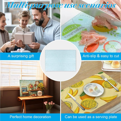 10 Pcs Sublimation Cutting Board Blanks, Textured Tempered Glass Cutting Boards For Kitchen, Anti Slip Chopping Board For Countertop Heat Press Machine Personalized Home Decoration