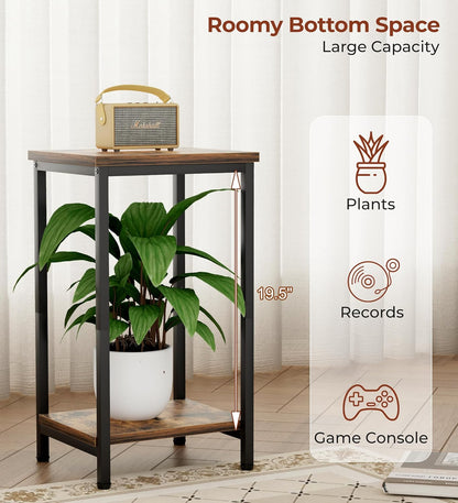 2-Tier KEETDY Small Side Table for Small Space End Tables for Living Room, Storage Shelf Night Stand, Sofa Bedroom