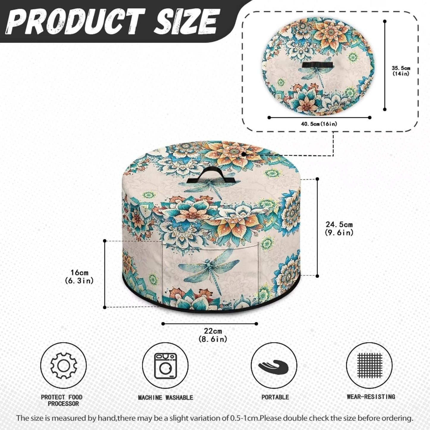 Mandala Dragonfly Slow Cooker Cover Compatible with 6-8 Quart Crock Pot, Washable Dustproof Appliance Cover