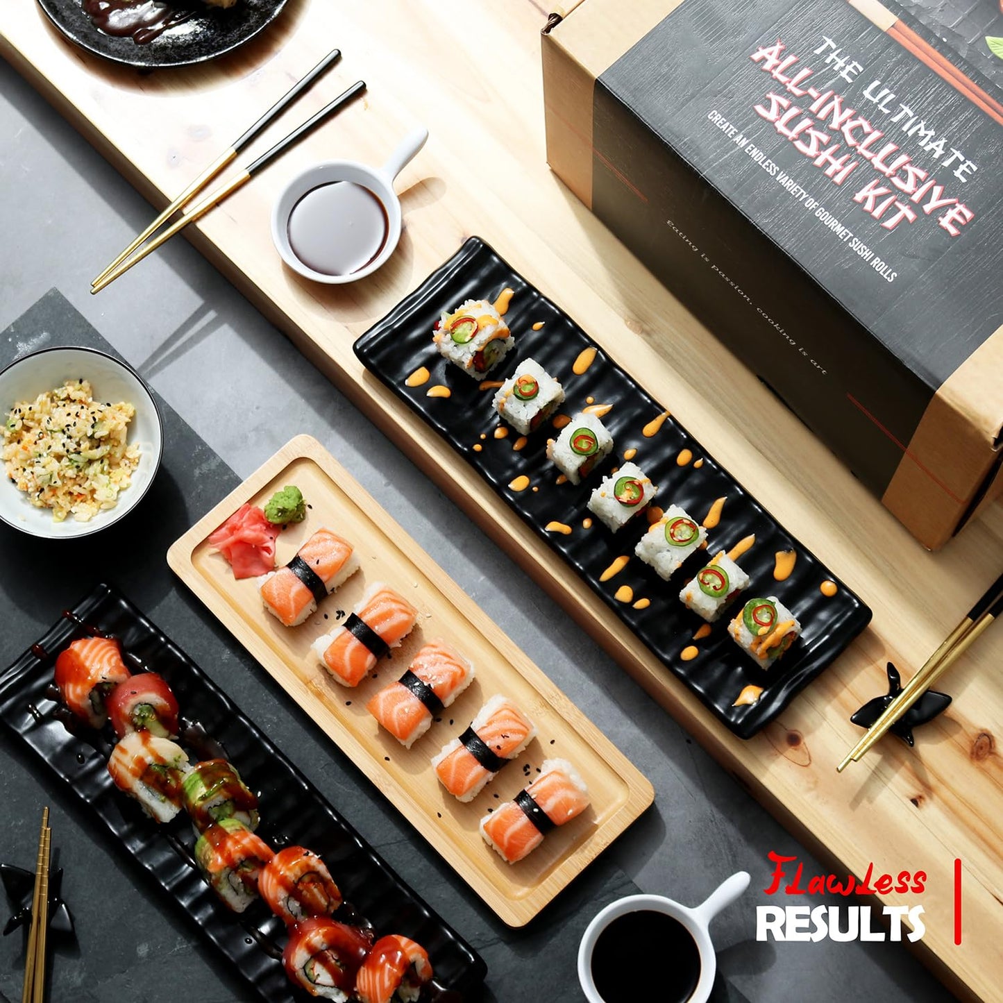 CraftZee All-Inclusive 𝗣𝗥𝗘𝗠𝗜𝗨𝗠 Sushi Making Kit for Beginners & Professionals - Sushi Maker with Rice Cooker, Reusable Chopsticks, Bazooka, Sushi Roller, Book - Sushi Kit for Family BPA-Free