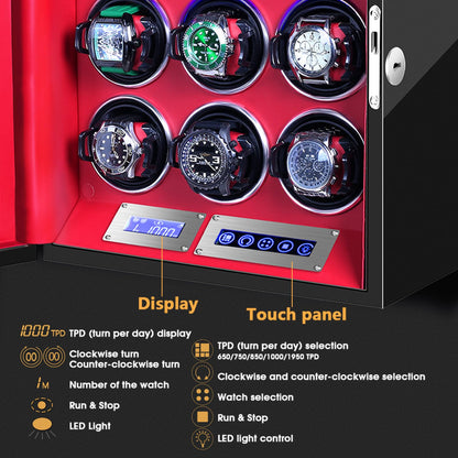 SNEOLTJN Watch Winder for 9 Slots Automatic Watches,Ultra-Quiet Japanese Motors, Built-in LED Illumination and LCD Touchscreen Control