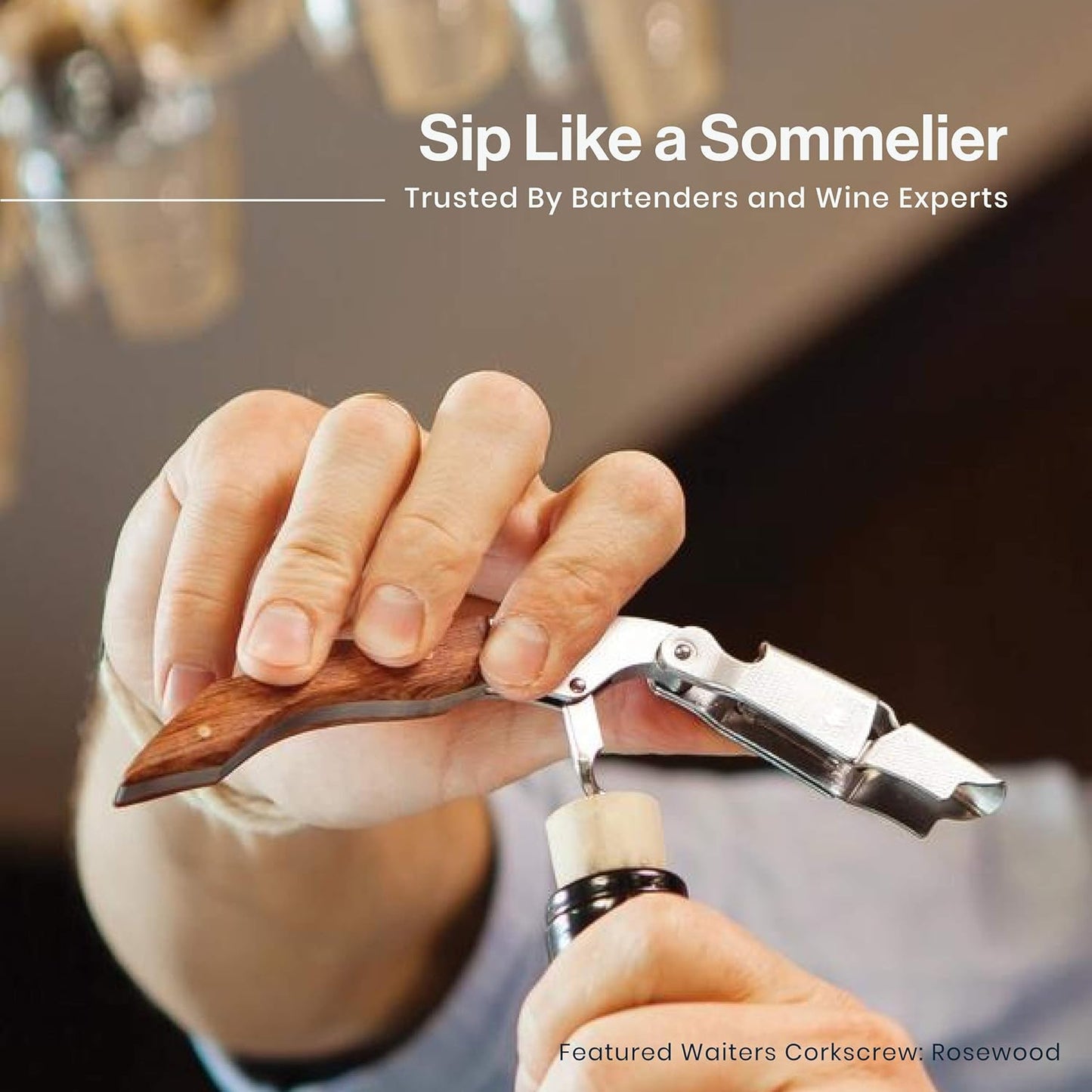 Hicoup Wine Opener - Professional Corkscrews for Wine Bottles with Foil Cutter & Cap Remover - Manual Wine Key for Home