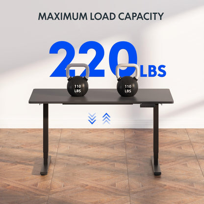 FLEXISPOT E6 3-Stage Dual Motor Electric Standing Desk 55 x 28 Sit Stand Up Desk, Holds 220 lbs, Adjustable Height w/Memory Presets, One-Piece Black Desktop & Black Frame, Ships in 2 Boxes