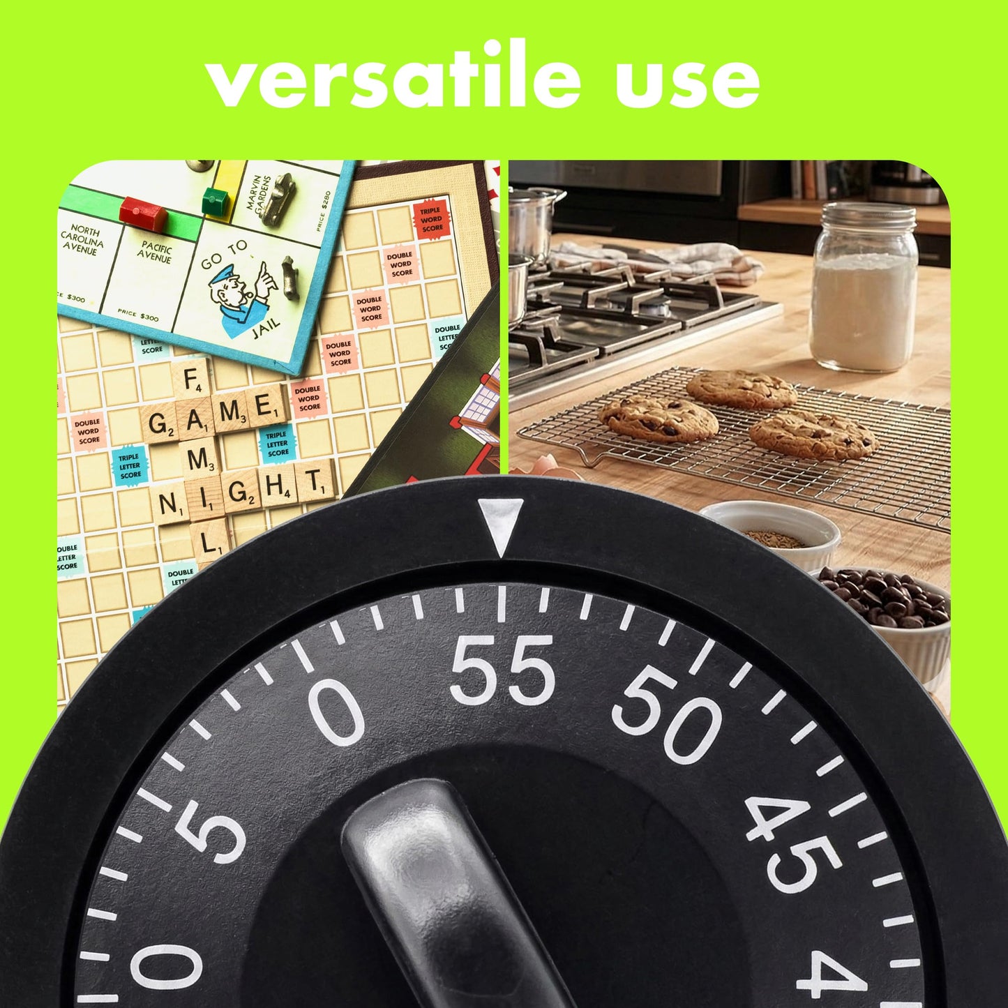 60 Minute Wind Up Timer (2 Pack) Visual Mechanical Timer, from 0 to 60 Minutes, for Kitchen, Hair Color Processing, Tanning Time, Kids' Home and Classroom Activities or Timeouts, Black